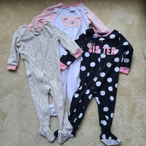 Bundle of Carter's Fleece Footed PJs Toddler Girl Size 24M